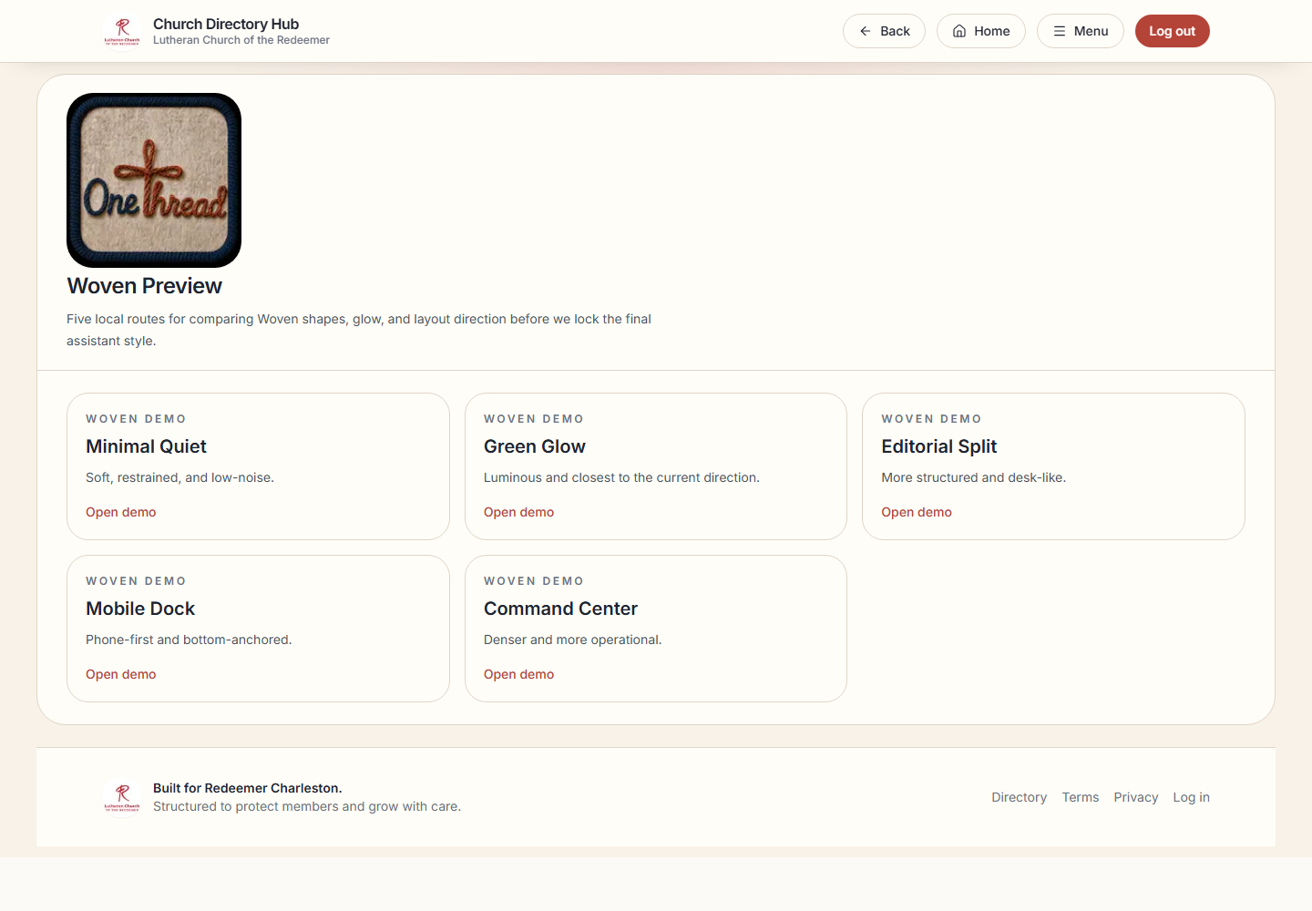 Live Church Hub Application OneThread preview hub